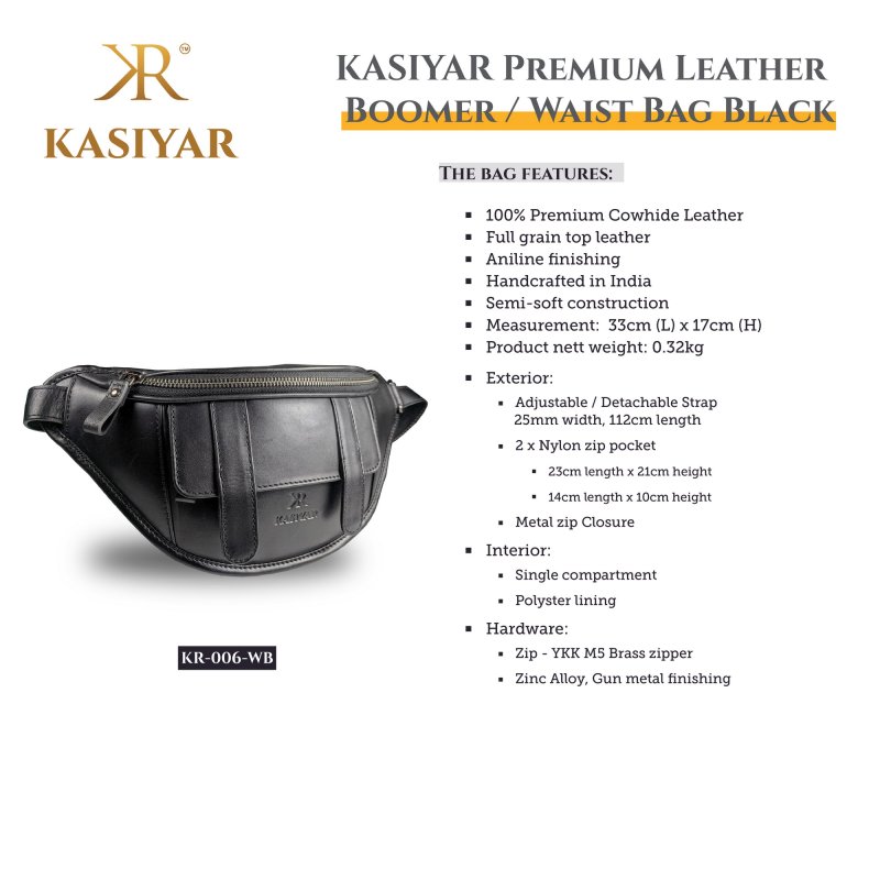 Kasiyar Leather Bum / Waist Bag Black