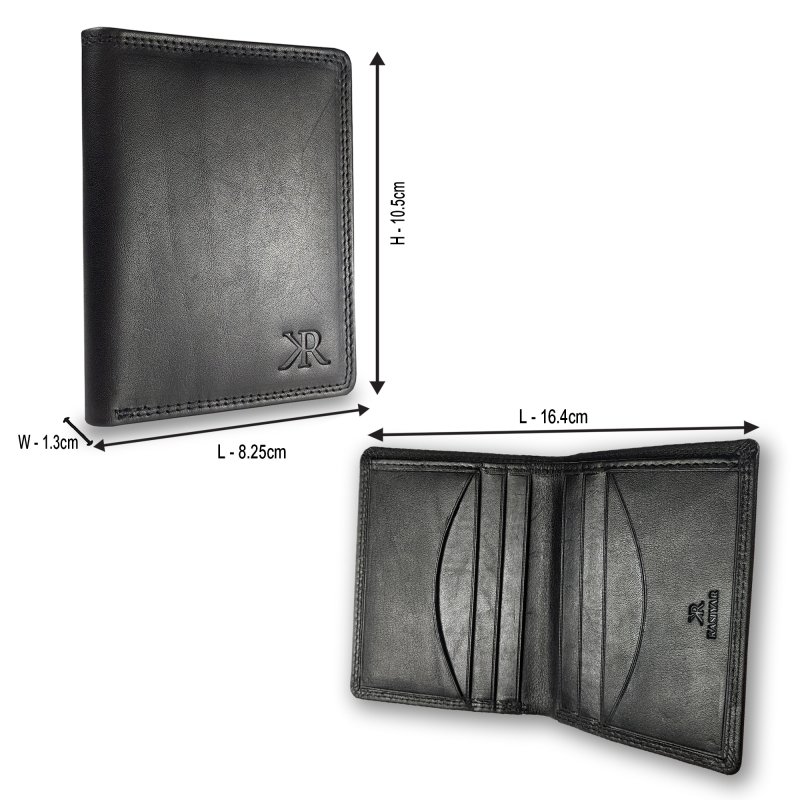 Kasiyar Leather Card Case Bi Fold Black