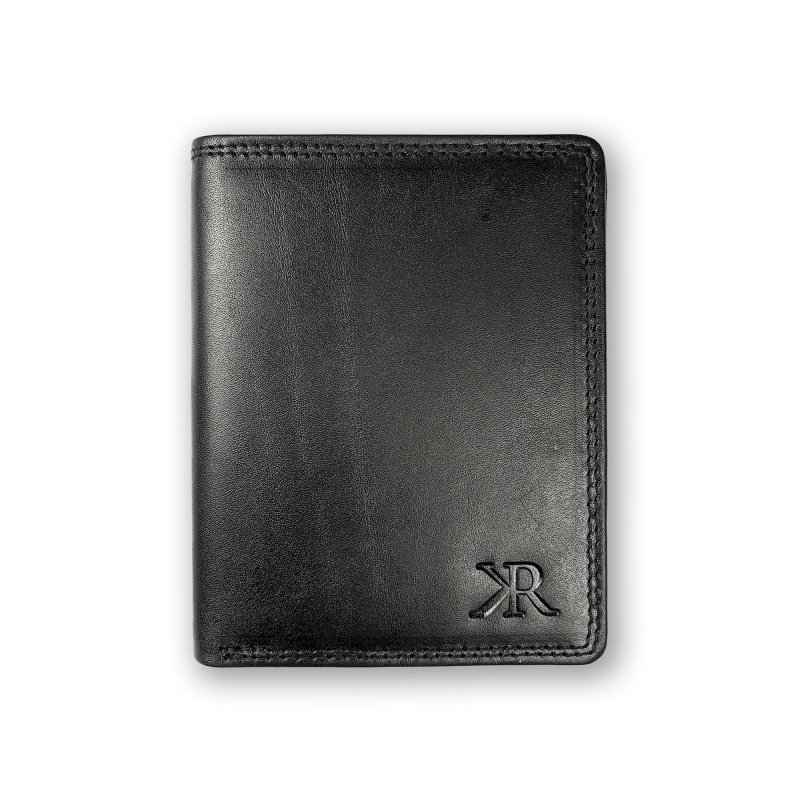 Kasiyar Leather Card Case Bi Fold Black