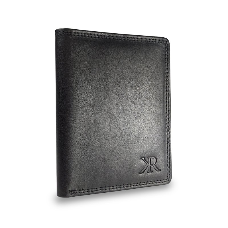 Kasiyar Leather Card Case Bi Fold Black