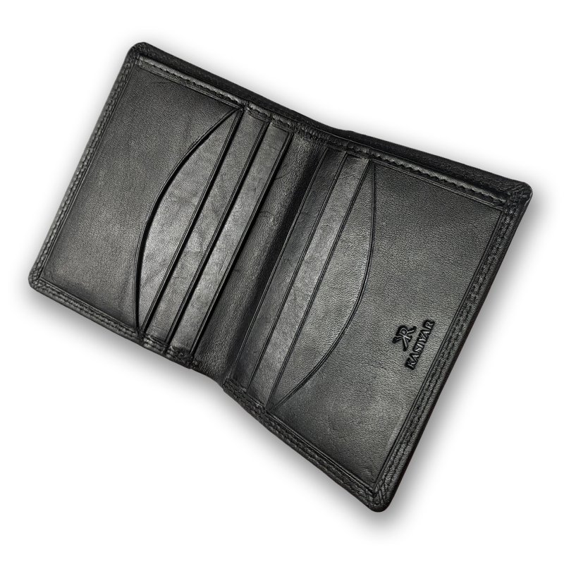 Kasiyar Leather Card Case Bi Fold Black