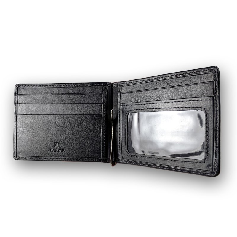 Kasiyar Leather Clipper Wallet Black
