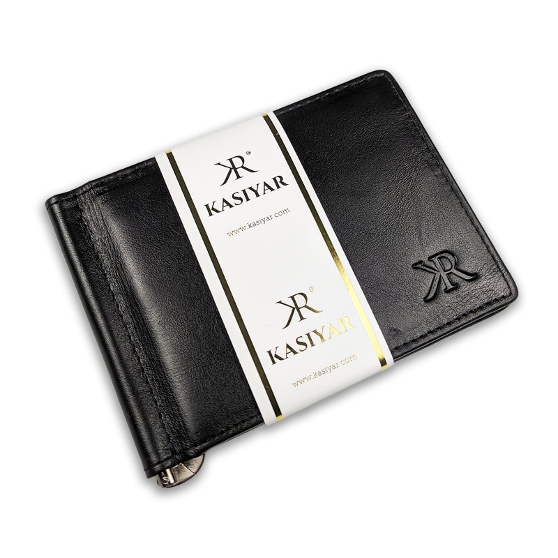 Kasiyar Leather Clipper Wallet Black
