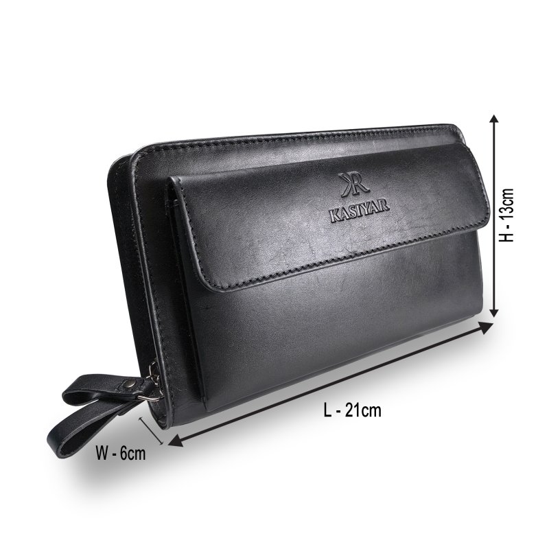 Kasiyar Leather Clutch Wallet Black