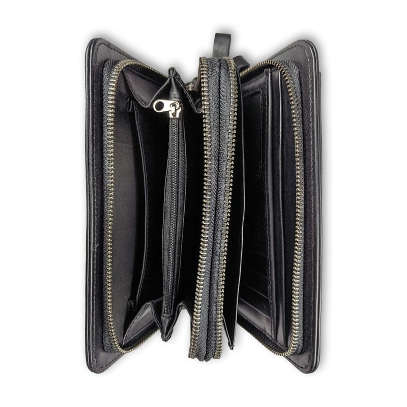 Kasiyar Leather Clutch Wallet Black