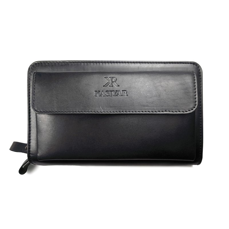 Kasiyar Leather Clutch Wallet Black