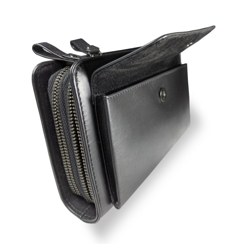 Kasiyar Leather Clutch Wallet Black