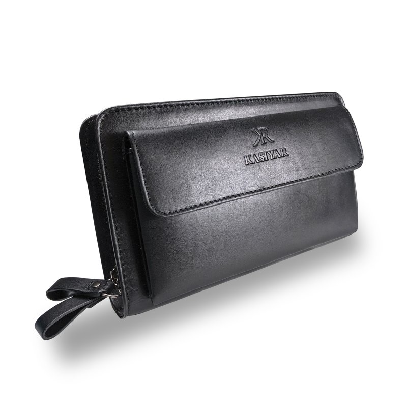 Kasiyar Leather Clutch Wallet Black