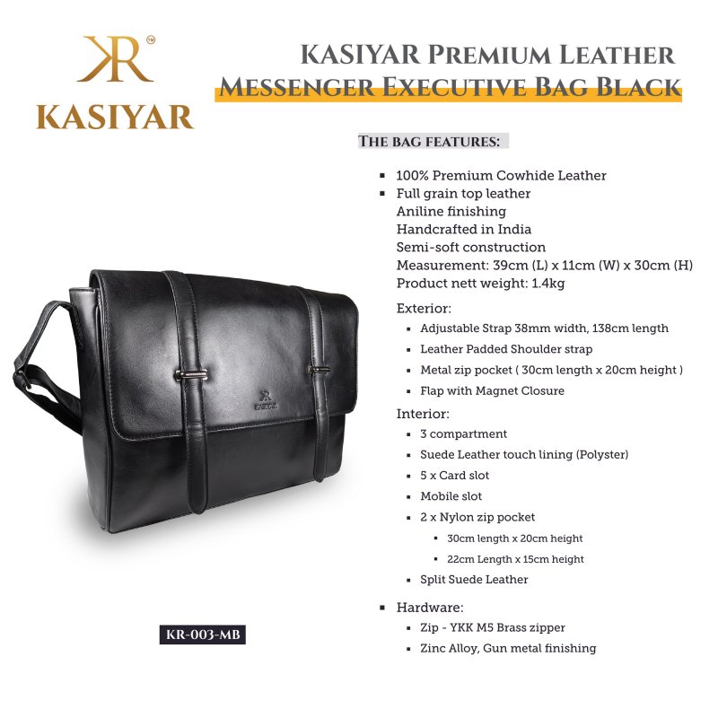 Kasiyar Leather Executive Messenger Bag