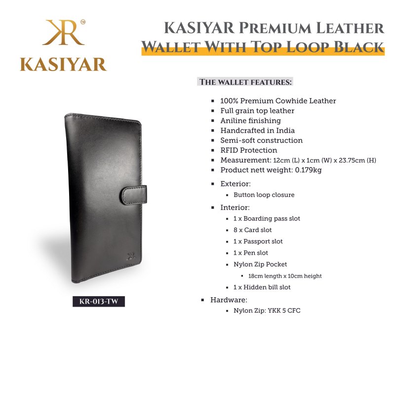Kasiyar Leather Travel Wallet Black