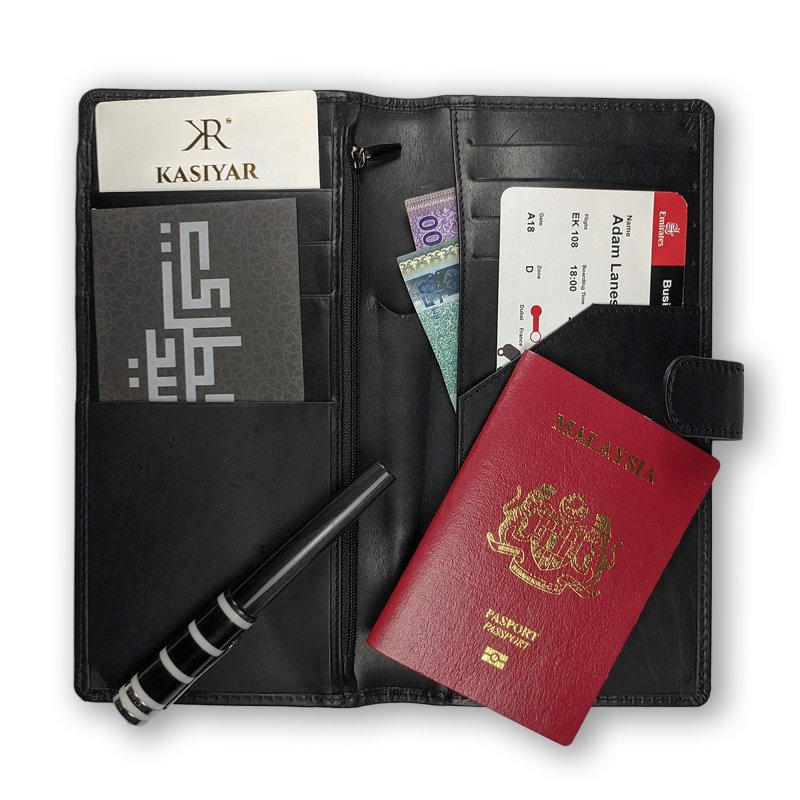 Kasiyar Leather Travel Wallet Black