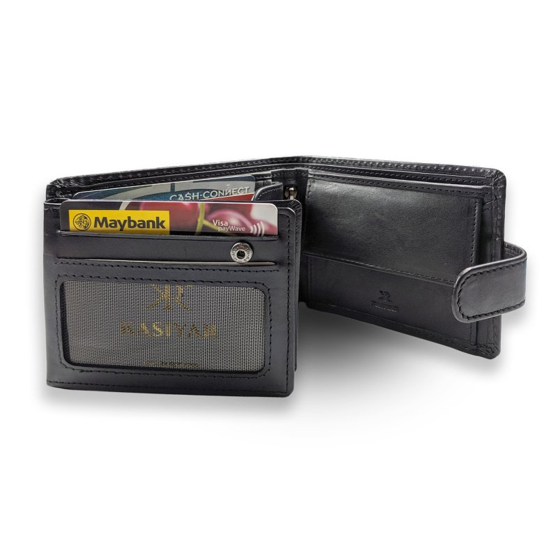 Kasiyar Leather Wallet With Top Loop Black