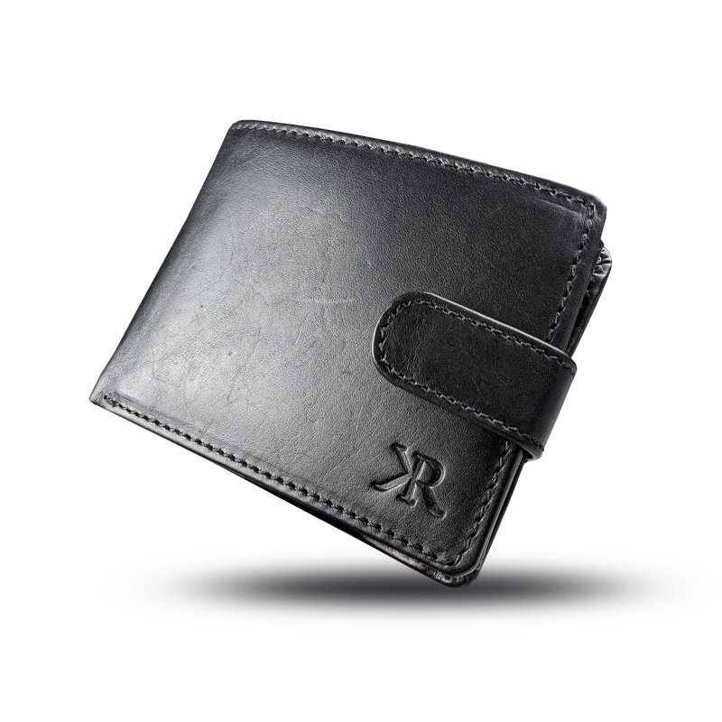 Kasiyar Leather Wallet With Top Loop Black