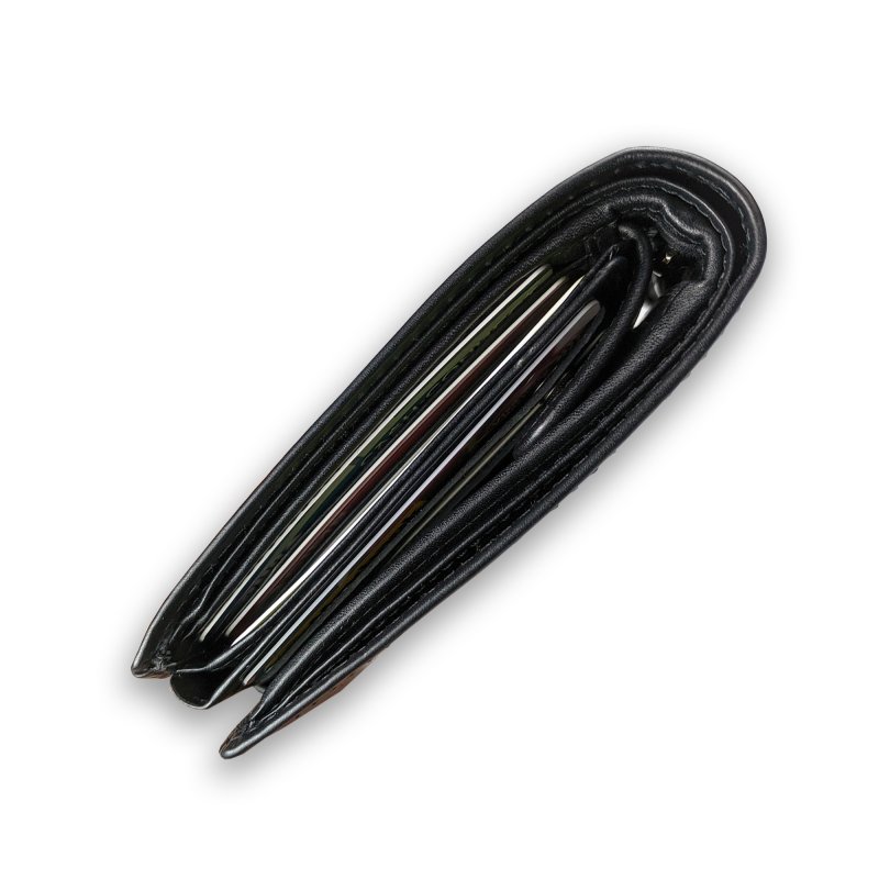 Kasiyar Leather Wallet With Top Loop Black
