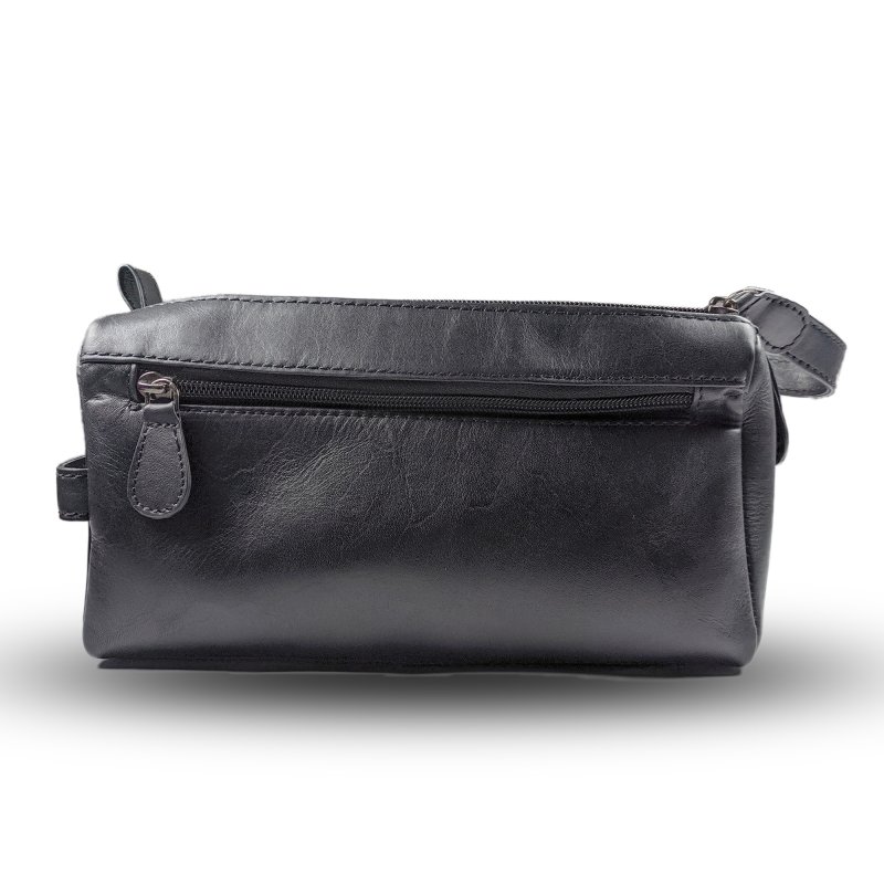 Kasiyar Leather Wash Bag With Magnet Black